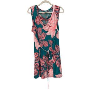 Sew In Love Criss Cross Neck Mini Dress Womens XL Tie Waist Teal Peach Bohemian
